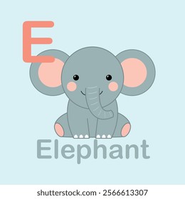 Minimalist Elephant Illustration for Kids Alphabet