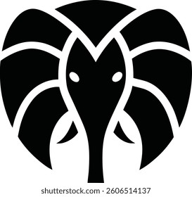 Minimalist elephant logo in bold black silhouette. Great for wildlife, nature, and corporate branding. Elephant Silhouette Vector Art Illustration, Elephant Logo