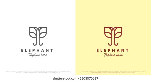 Minimalist elephant logo design illustration. Elephant mammal animal line art silhouette simple minimalist big heavy animal. Perfect for animal sanctuary park zoo animal web app icon.