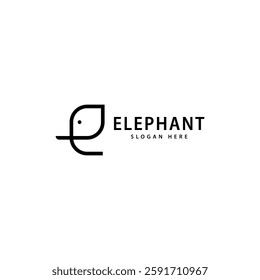 Minimalist elephant logo made from a single line. Perfect for nature, wildlife, eco-friendly brands, and creative businesses. Simple, elegant, and modern design for a strong brand identity.