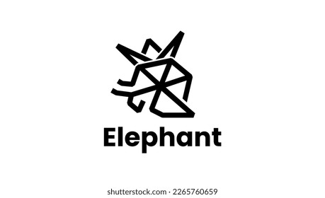 Minimalist elephant-shaped logo design in black and white, the design can be used as an organizational identity or as a brand