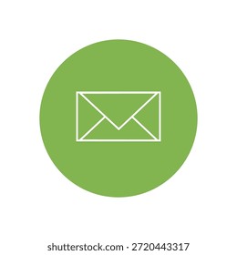 Icono minimalista del sobre del correo electrónico sobre fondo circular verde (Ikon Amplop Email Minimalis dengan Latar Belakang Lingkaran Hijau)
