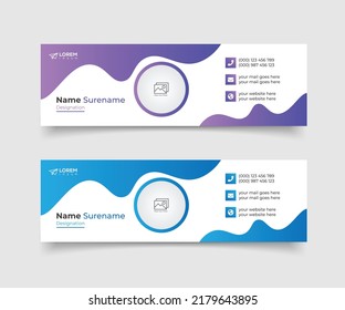 Minimalist email signature design or email footer and creative social media cover vector template