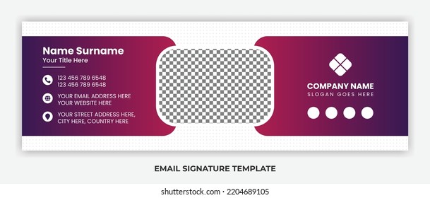 Minimalist email signature template design or email footer and personal social media cover