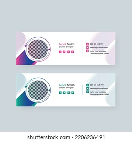 Minimalist email signature template design or email footer and personal social media cover