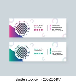 Minimalist email signature template design or email footer and personal social media cover