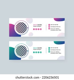 Minimalist email signature template design or email footer and personal social media cover