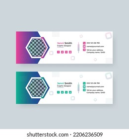 Minimalist email signature template design or email footer and personal social media cover