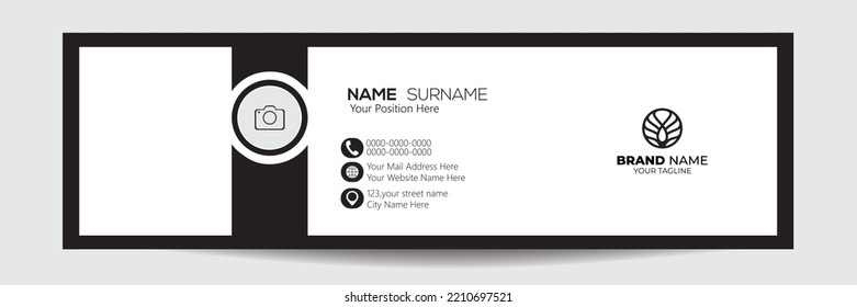 Minimalist email signature template design or email footer and personal social media cover