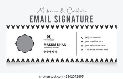 Minimalist email signature template design or email footer and personal social media cover