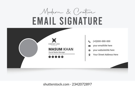 Minimalistische E-Mail-Signatur-Design oder E-Mail-Fußzeile und persönliche Social-Media-Abdeckung