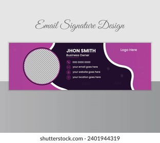 Minimalist email signature template design or email footer and personal social media coverEmail signature or email footer and personal social media cover design template. Business email signature with