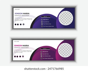 Minimalist email signature template .Emailers personal business minimalist personal web social media cover.
