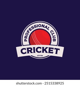 emblema minimalista de design de modelo de logotipo de críquete. ilustração vintage vetor elemento de ícone de bola de críquete