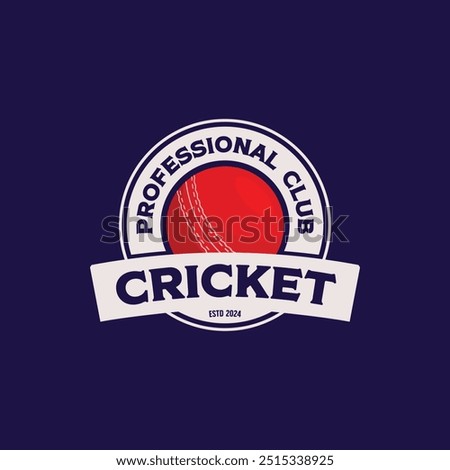 minimalist emblem of cricket logo template design. illustration vintage vector element of cricket ball icon