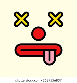 Minimalist Emoji with Playful Cross Eyes and Tongue Expression