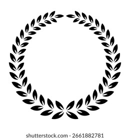 Minimalist empty laurel wreath frame for award, certificate, trophy, award, achievement and design element