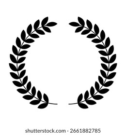 Minimalist empty laurel wreath frame for award, certificate, trophy, award, achievement and design element