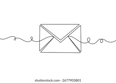 Minimalist envelope continuous one line drawing simple isolate outline abstract vector icon