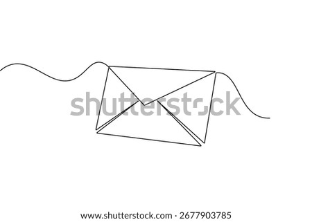 Minimalist envelope continuous one line drawing simple isolate outline abstract vector icon