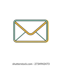 Minimalist envelope icon with yellow diagonal line