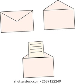 Minimalist Envelope and Letter Vector Illustration – Hand Drawn Mail Icons for Communication, Message, and Office Design