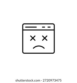 Icono de contorno de página de error minimalista con cara triste