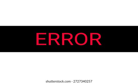 Minimalista error signo de advertencia de texto rojo sobre fondo negro ilustración gráfica
