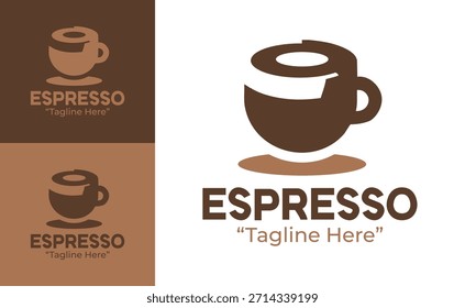 Ein minimalistisches Espresso-Bar-Logo, das sich für moderne Cafés, Cafés und saubere Markenidentitätssysteme eignet.