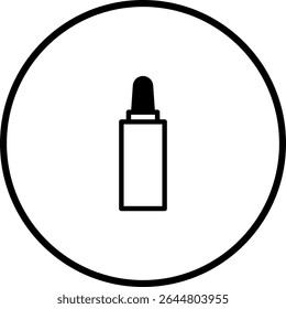 Ícone de garrafa de óleo essencial minimalista dentro de um círculo, preto e branco Design
