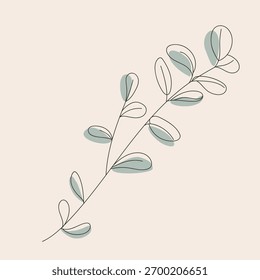 Ilustración vectorial de rama de eucalipto minimalista