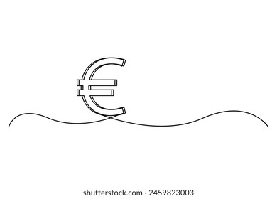 Minimalist Euro symbol vector. Continuous line drawing. Finance icon illustration. Currency concept Vector.