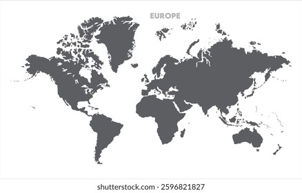 Minimalist Europe map-13, Map of Europe, highlighted on the world map, Europe on the world map, Satellite view, Europe location on the globe.