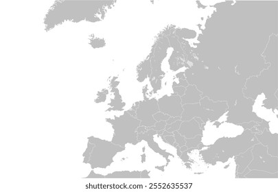 Minimalist Europe vector map, no disputed regions. Ideal for graphic design, posters, and illustrations. High-quality, easily editable