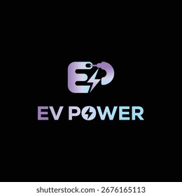 Logotipo minimalista del EV para la movilidad eléctrica y el negocio de la energía