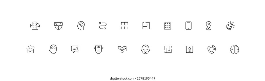 Minimalist Event Planning and Creativity Icons Set Vector