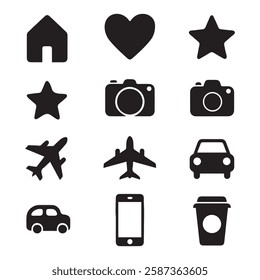 Minimalist Everyday Vector Silhouette Icon Set