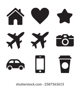 Minimalist Everyday Vector Silhouette Icon Set