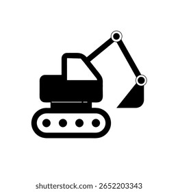 Minimalist excavator vector, Infrastructure projects, Heavy equipment. Excavator silhouette. Symbols and icons