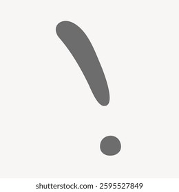 Minimalist exclamation mark on a plain background. Simple design, exclamation mark, minimalist style. Exclamation mark stands out in minimalist art. Minimal vector design.