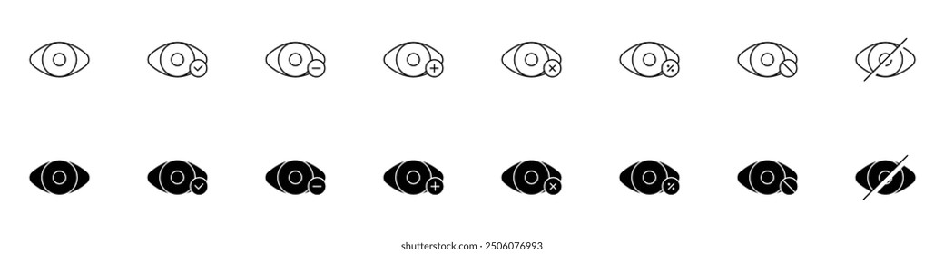 Minimalist Eye Icons set - Simple Line Art Ocular Graphic for Vision Concepts, Observational Symbols in Modern Art Style