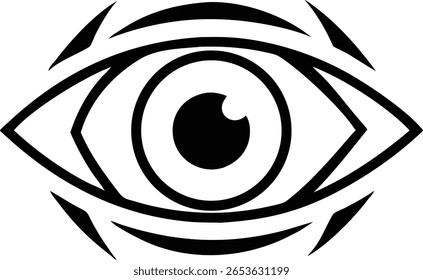 Diseño minimalista del logotipo del ojo con líneas agudas y pupila Pequeña detallada