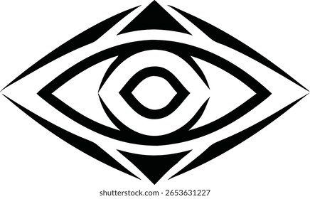 Minimalist eye logo with sharp lines and tiny pupil vector design