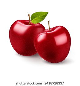 A minimalist and eye-catching illustration on white backdrop featuring two charming Red apples