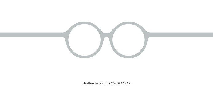 Icono minimalista de las gafas, que representa el estilo de gafas moderno y nerd, Ilustración vectorial plana, marco simple con lentes redondas, ideal para gafas, ojos y accesorios