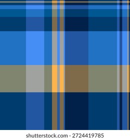 Tejido minimalista a cuadros de Vector, textura de manta de picnic tartán de fondo. Patrón de moda textil sin costuras a cuadros en paleta de colores azul y cian.