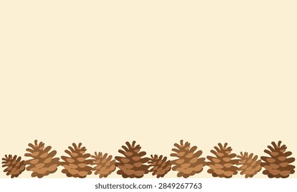 Minimalist Fall Border Background of a Pinecones Pile with Copy Space Background