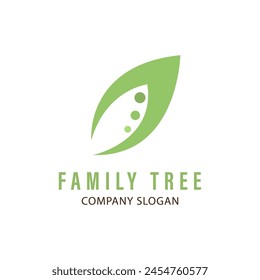 Minimalist Family tree logo concept leaf and branch icon symbol, vector illustration.