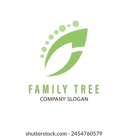 Minimalist Family tree logo concept leaf and branch icon symbol, vector illustration.