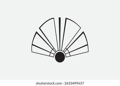 design de vetor isolado do ícone de ventilador minimalista sunburst ou da arte da linha do nascer do sol 
